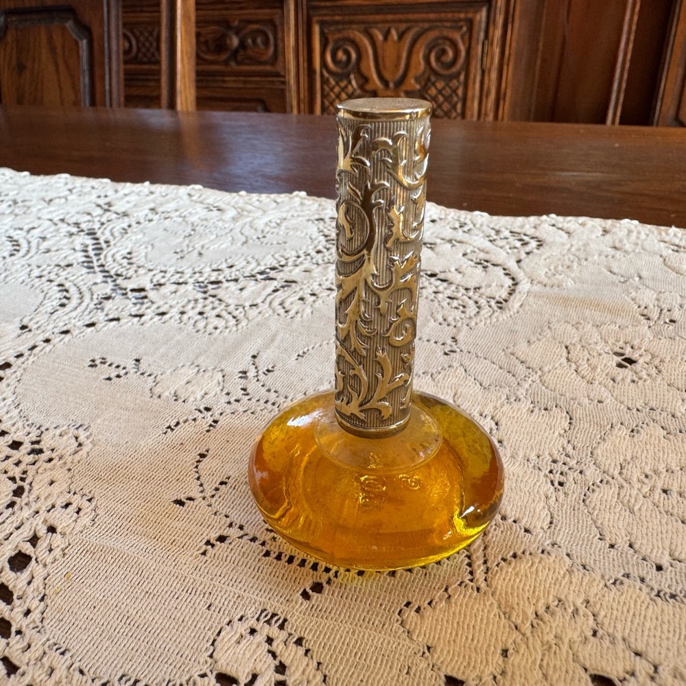 Vintage Avon Perfume Bottle with Ornate Silver Cap